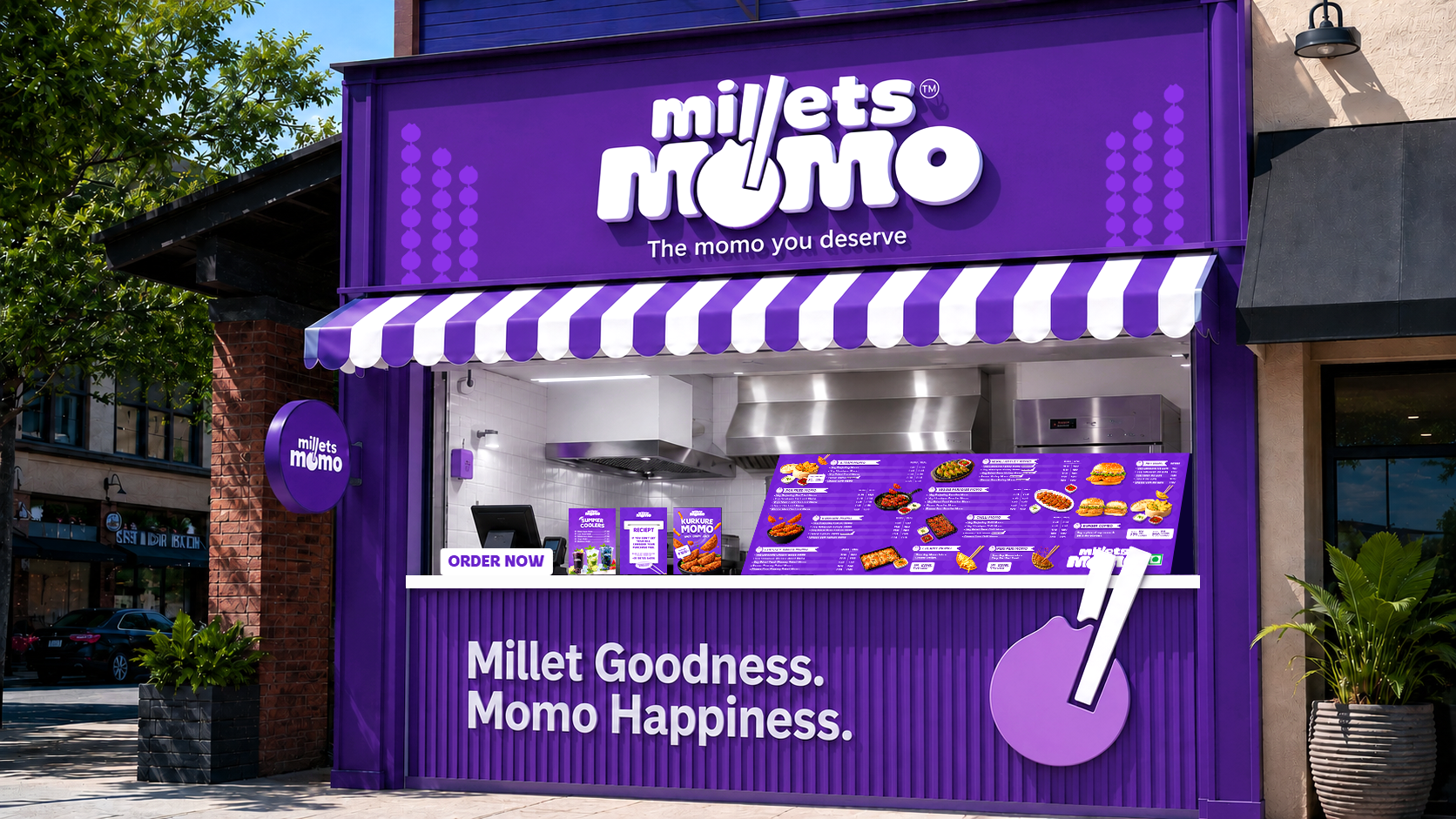 Millets Momo, brand work by Clunk